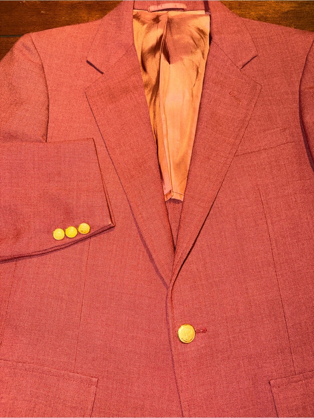 VTG Stanley Blacker for Jordan Marsh Men’s 38S Rust Hopsack Red Sport Coat